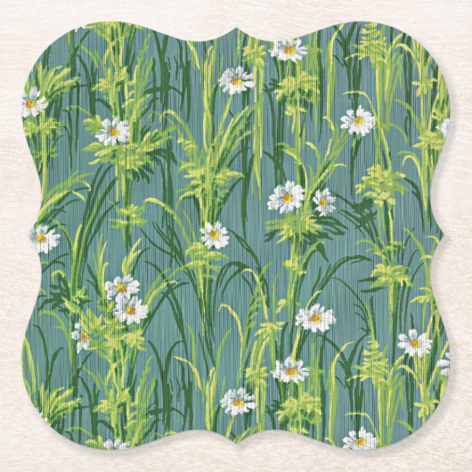 Daisy Pattern, groen patroon, Kartonnen Onderzetters (Voorkant)
