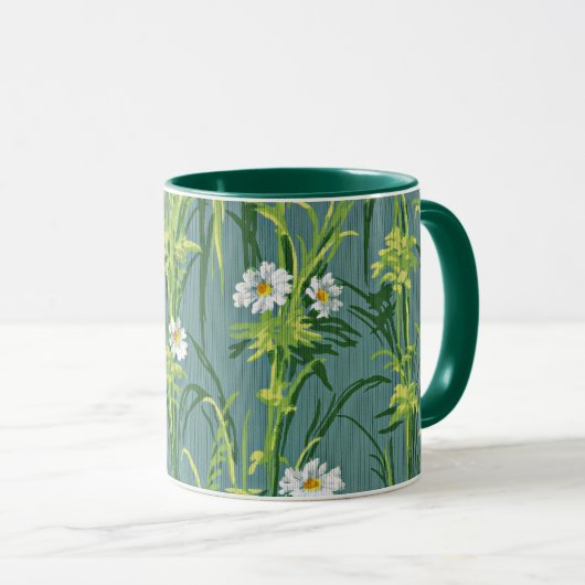 Daisy Pattern, groen patroon, Mok (Voorkant rechts)