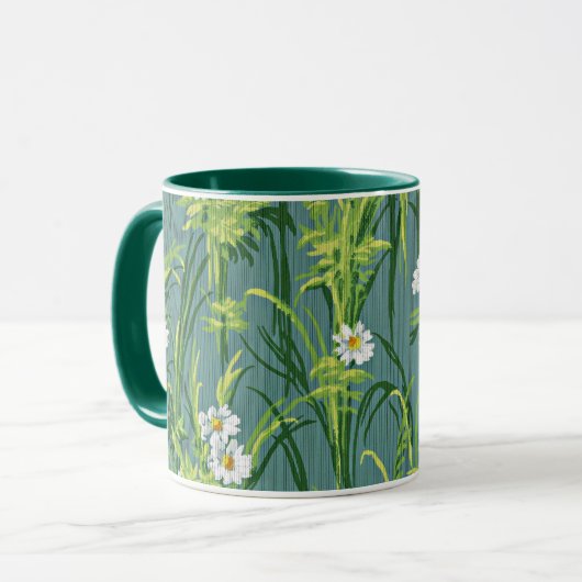 Daisy Pattern, groen patroon, Mok (Voorkant links)