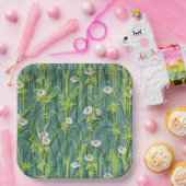 Daisy Pattern, groen patroon, Papieren Bordje (Feest)