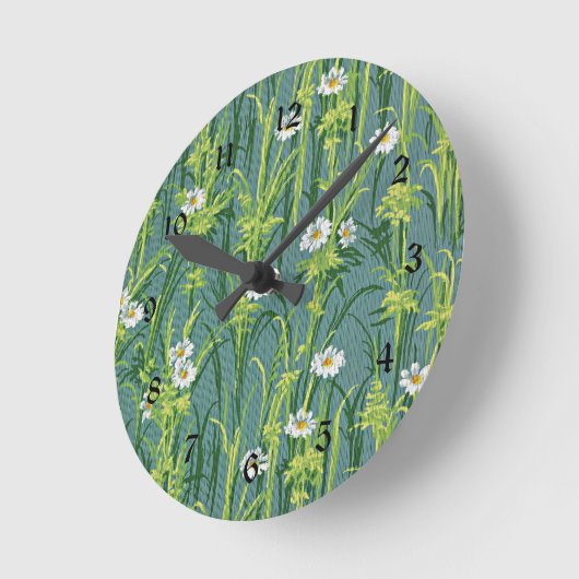 Daisy Pattern, groen patroon, Ronde Klok (Hoek)