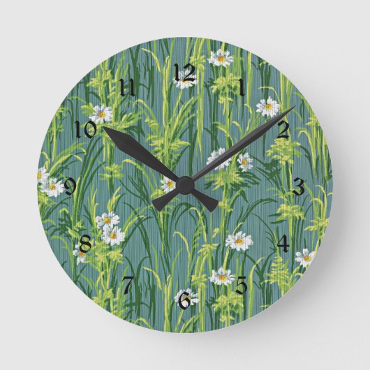 Daisy Pattern, groen patroon, Ronde Klok (Voorkant)