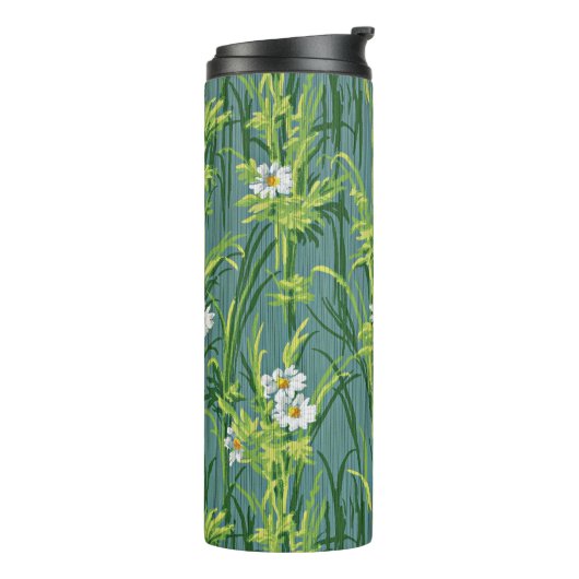 Daisy Pattern, groen patroon, Thermosbeker (Gedraaid links)