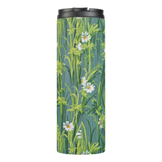 Daisy Pattern, groen patroon, Thermosbeker (Achterkant)
