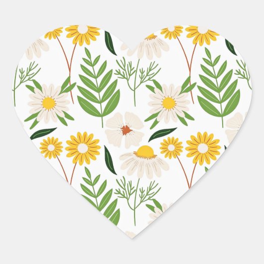 Daisy Pattern Hart Sticker (Voorkant)