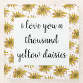 Daisy Pattern Ik hou van je duizend madeliefjes Glazen Onderzetter (Voorkant)