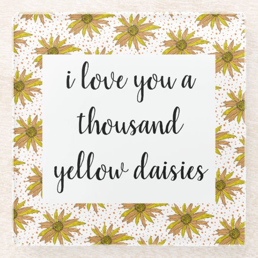 Daisy Pattern Ik hou van je duizend madeliefjes Glazen Onderzetter (Voorkant)