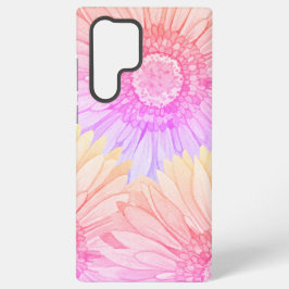 Daisy pattern in pink, yellow and lilac xl samsung galaxy hoesje