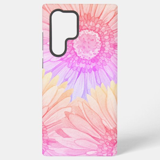 Daisy pattern in pink, yellow and lilac xl samsung galaxy hoesje (Achterkant)