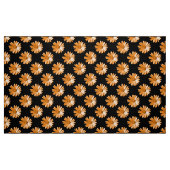 Daisy Pattern - Licht Sinaasappel op Black Stof (Fat Quarter)