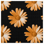 Daisy Pattern - Licht Sinaasappel op Black Stof (Close Up)