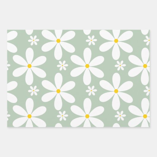 Daisy Pattern (Mint) Inpakpapier Vel (Voorkant 3)