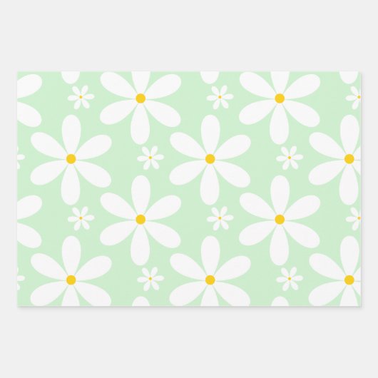 Daisy Pattern (Mint) Inpakpapier Vel (Voorkant 2)