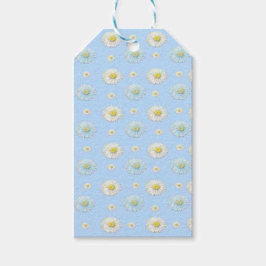 Daisy Pattern op lichtblauwe achtergrond Cadeaulabel (Voorkant)