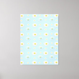 Daisy Pattern op lichtblauwe achtergrond Canvas Afdruk