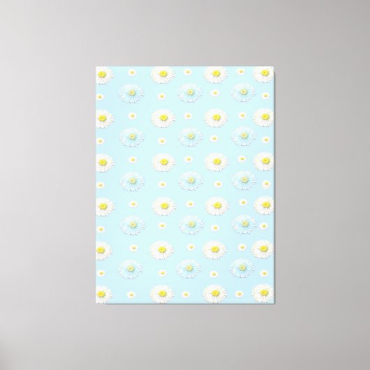 Daisy Pattern op lichtblauwe achtergrond Canvas Afdruk (Voorkant)