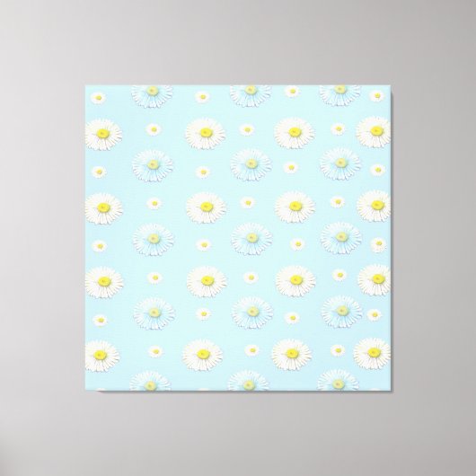 Daisy Pattern op lichtblauwe achtergrond Canvas Afdruk (Voorkant)