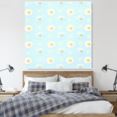 Daisy Pattern op lichtblauwe achtergrond Canvas Afdruk (Insitu (Slaapkamer))