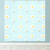 Daisy Pattern op lichtblauwe achtergrond Canvas Afdruk (Insitu (Houten vloer))