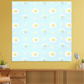 Daisy Pattern op lichtblauwe achtergrond Canvas Afdruk (Insitu (Woonkamer))