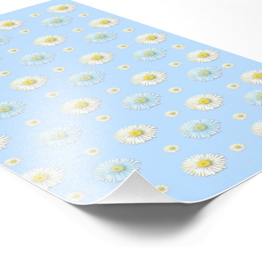 Daisy Pattern op lichtblauwe achtergrond Foto Afdruk (Hoek)