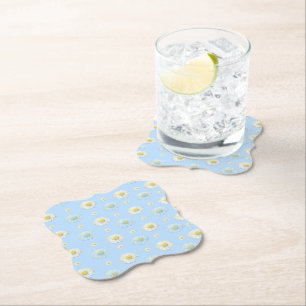 Daisy Pattern op lichtblauwe achtergrond Kartonnen Onderzetters