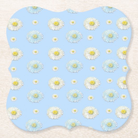 Daisy Pattern op lichtblauwe achtergrond Kartonnen Onderzetters (Voorkant)
