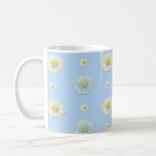 Daisy Pattern op lichtblauwe achtergrond Koffiemok (Links)