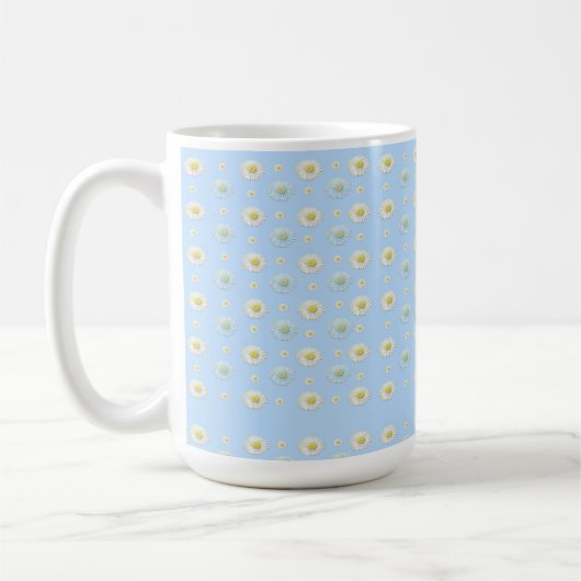 Daisy Pattern op lichtblauwe achtergrond Koffiemok (Links)