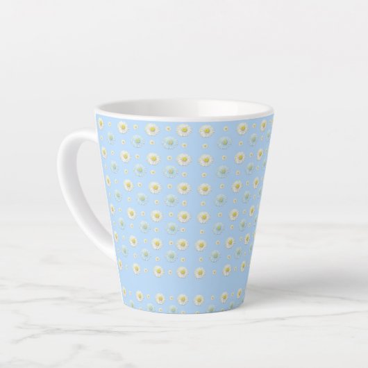 Daisy Pattern op lichtblauwe achtergrond Latte Mok (Linkerhoek)