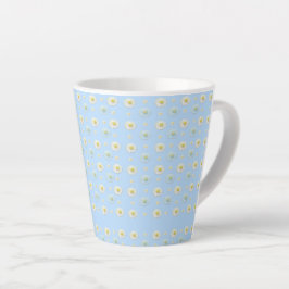 Daisy Pattern op lichtblauwe achtergrond Latte Mok