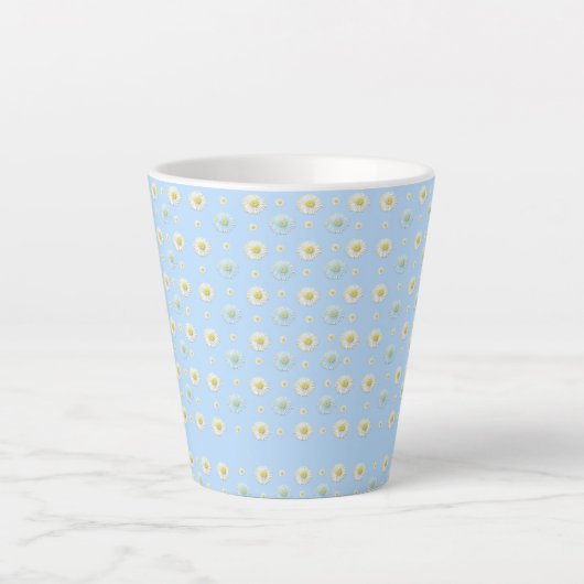 Daisy Pattern op lichtblauwe achtergrond Latte Mok (Voorkant)