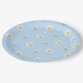 Daisy Pattern op lichtblauwe achtergrond Papieren Bordje (Gekanteld)