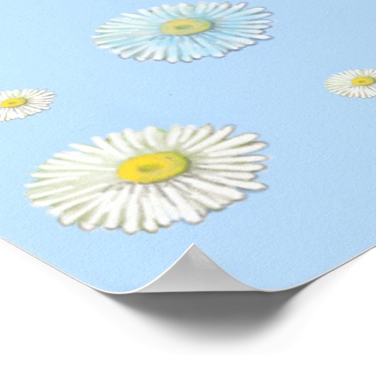 Daisy Pattern op lichtblauwe achtergrond Poster (Hoek)