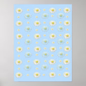 Daisy Pattern op lichtblauwe achtergrond Poster (Voorkant)
