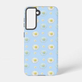 Daisy Pattern op lichtblauwe achtergrond Samsung Galaxy Hoesje