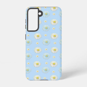 Daisy Pattern op lichtblauwe achtergrond Samsung Galaxy Hoesje