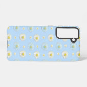 Daisy Pattern op lichtblauwe achtergrond Samsung Galaxy Hoesje (Achterkant horizontaal)