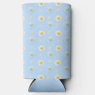Daisy Pattern op lichtblauwe achtergrond Seltzer Blikjeskoeler