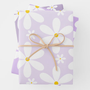 Daisy Pattern (Paars) Inpakpapier Vel