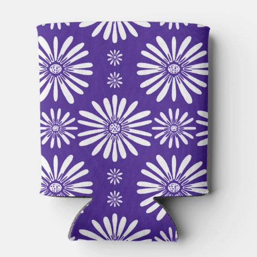 Daisy Pattern Paars White Koelbox Blikjeskoeler (Achterkant)
