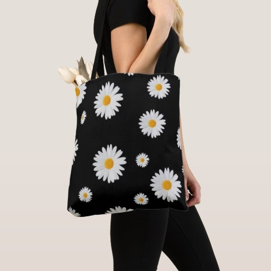 Daisy Pattern Print Canvas tas (Dichtbij)