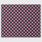 Daisy Pattern - Roze op Black Cadeaupapier (Vlak)