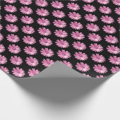 Daisy Pattern - Roze op Black Cadeaupapier (Hoek)