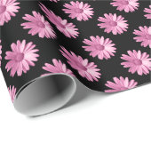 Daisy Pattern - Roze op Black Cadeaupapier (Rol Hoek)