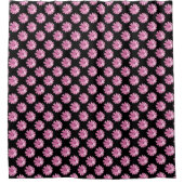 Daisy Pattern - Roze op Black Douchegordijn (Voorkant)