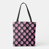 Daisy Pattern - Roze op Black Tote Bag (Achterkant)