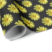 Daisy Pattern - Volledige kleur op zwart Cadeaupapier (Rol Hoek)
