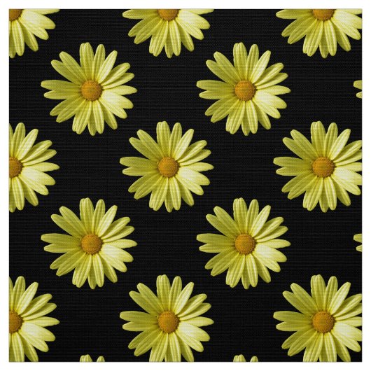 Daisy Pattern - Volledige kleur op zwart Stof (Swatch)