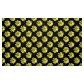 Daisy Pattern - Volledige kleur op zwart Stof (Fat Quarter)